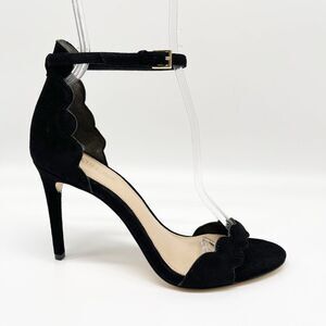 RACHEL ZOE Ava Sandal Black Kid Suede Heel 
